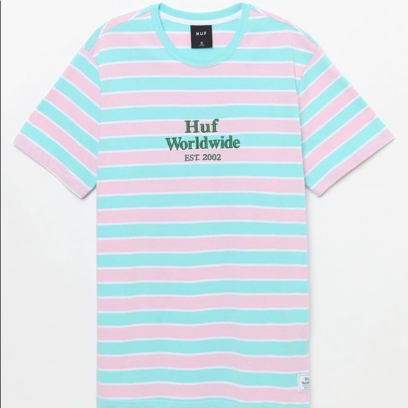 Large blue and pink huf 420 smokers lounge tshirt - Picture 1 of 2